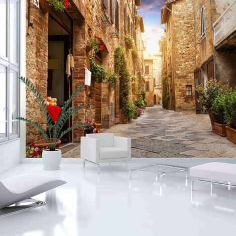 Papier Peint "Colourful Street in Tuscany" 175 x 250 cm (1/2)