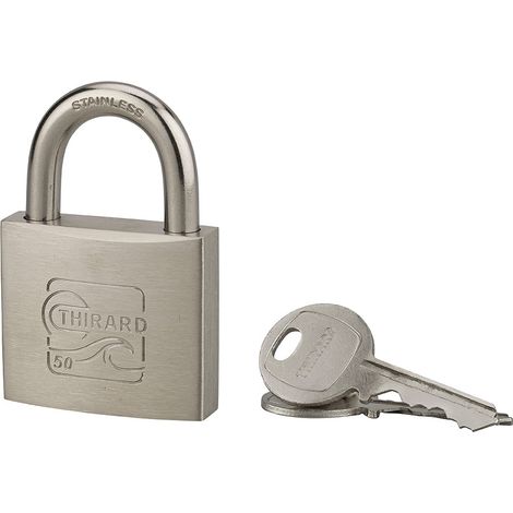 Lucchetto nautico Skipper, acciaio inox, marino, arco in acciaio inox, 50 mm, 2 chiavi - THIRARD