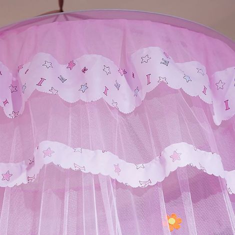Rideau de lit moustiquaire de Style princesse en dentelle à baldaquin rond pour enfants (rose) - (1/4)
