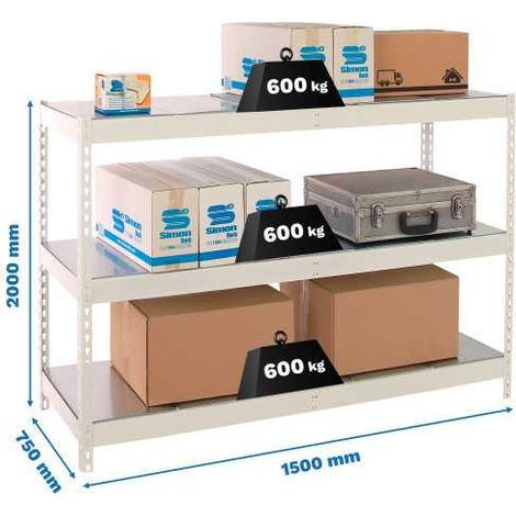 Estanteria 2000x1500x750 SIMONFORTE 1507/3 METAL BLANCO/GALVA marca SIMONRACK (1/2)