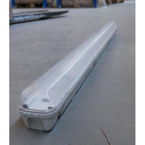 Reglette etanche fluo 1x28W grise avec reflecteur 1300x99x92mm pour tube T5 (non incl) culot G5 230V IP66 IK08 HYDRO Disano
