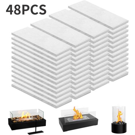 Lot de 48 mèches avec noyau en coton éponge pour foyer de table, en laine céramique, prolongeant la durée de combustion pour foyer au bioéthanol (1/5)