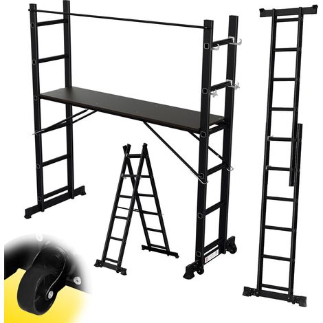 Jopassy Ponteggio a piattaforma multifunzionale 4 in 1 Portata fino a 150 kg，nero
