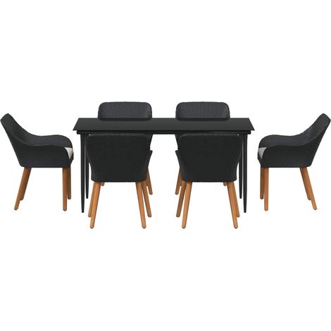 Maison Exclusive - Set da Pranzo per Giardino 7 pz Nero polyrattan (1/3)