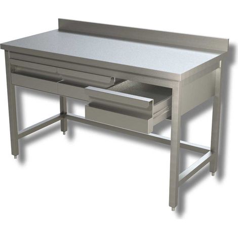 Table avec etagere et 2 tiroirs - Gamme 600 - Ristopro