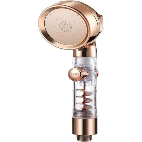 3-Modus-Duschkopf mit Druck, goldenes Wasser, mit Stoppknopf, ökologischer Filter, Badezimmer (1/5)