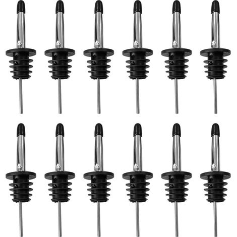 12 Becs Verseurs Réutilisables en Acier Inoxydable pour Huile d’Olive, Alcool, Vin, Café et Sirop, Compatibles avec Bouteilles de 16-20 mm – Bouchons Verseurs Universels Antigoutte, Idéal pour Cuisine (1/5)