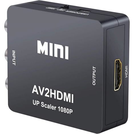 Mini AV RCA CVBS vers HDMI Vidéo Audio Convertisseurs Adaptateur Support 720 1080P pour Caméra, Xbox 360, PS1, PS2, WII, N64, Gamecube, Snes, NES, PSP, Lecteur DVD, VHS (1/5)
