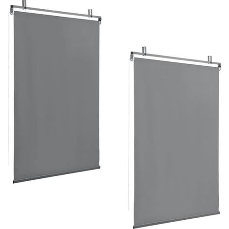 Ensemble de 2 stores enrouleurs gris pour pergola