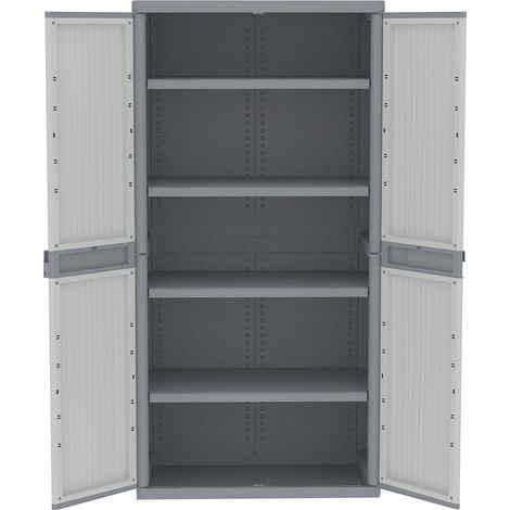 Rs Pro – Armoire d'atelier 2 portes verrouillable en PP – Dimensions 1800 x 897 x 537mm – Rangement sécurisé au sol – 4 étagères incluses (1/2)