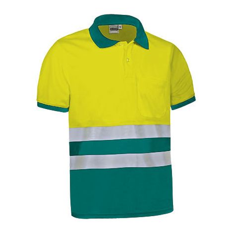 Polo de Alta Visibilidad bicolor con manga corta y bolsillo DELAWARE 3XL Amarillo fluor / Verde amazonas (1/3)