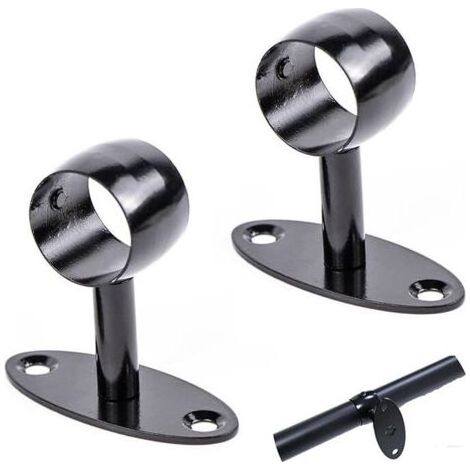 ALLIANDISLntyq Support de Main Courante, Support de Rampe Escalier Mural en Acier Inoxydable pour les Cages D'escalier, Couloirs, Salles de Bain, Intérieure et Extérieure Ø 33 mm, 2 Pieces, Noir (1/5)