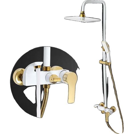 Set doccia, 3 modalità di erogazione dell'acqua, montaggio a parete, colore oro. (1/5)