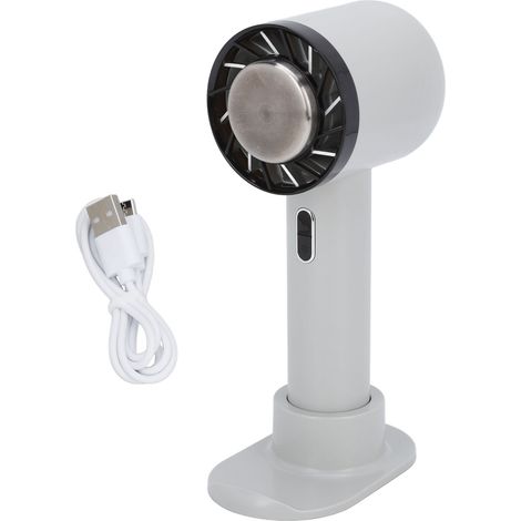 Ventilateur portable 3 vitesses, froid compressé silencieux, support téléphone, ventilateur d'été gris avec base. (1/5)