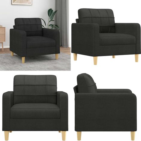 Sofasessel Schwarz 60 cm Stoff - Esszimmerstuhl - Lounge Chair - Couchtisch - Wohnzimmersofa - Schwarzes Sofa - Home & Living (1/5)