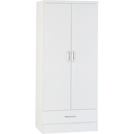 Nevada 4 Door 2 Drawer Mirrored Wardrobe - L52 x W154 x H182.5 cm - White Gloss (1/6)