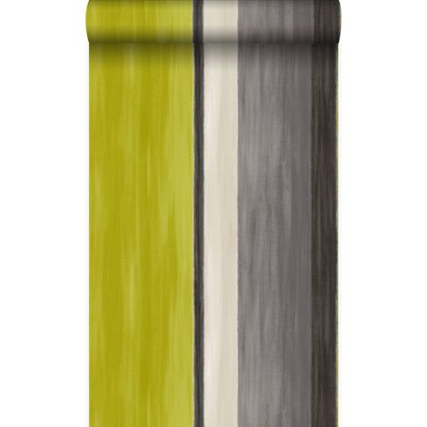 papier peint à rayures jaune ocre et marron - Origin Wallcoverings (1/5)