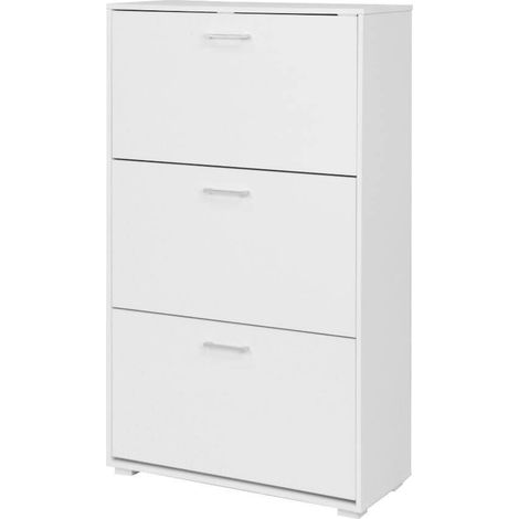 Scarpiera 3 Scomparti 67x28x112 cm 18 Paia in MDF Bianco (1/2)