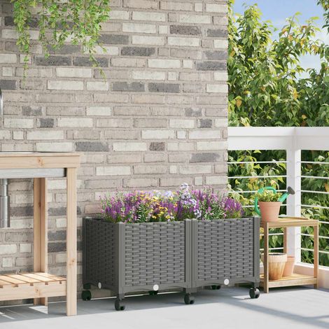 vidaXL Jardinière avec Roues Gris clair 80 x 40 x 48 cm PP (1/5)