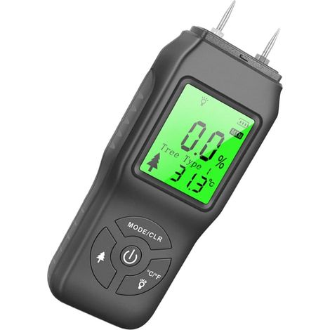 Humidimètre Numérique à Affichage Lcd Noir pour Bois et Maçonnerie  Abs Portable, 4 Niveaux de Mesure, Alimentation 3 Piles Aaa Non Incluses (1/5)