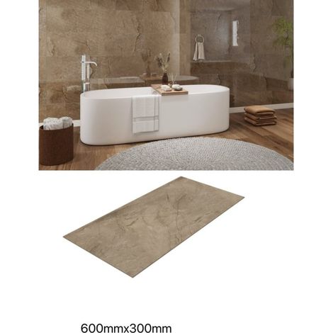 TrAdE Shop Traesio - Rivestimento Parete Effetto Pietra Beige 600x300 Mm Pannello Decorativo Bagno -