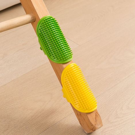 Spazzola regolabile in gomma per cani e gatti – 2 pezzi delicati, ideale per cuccioli, gattini e conigli (blu/arancione)