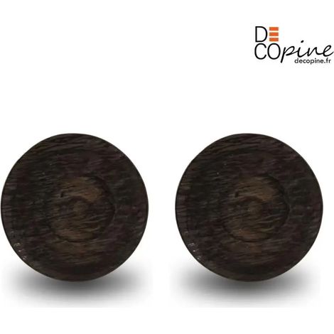 Lot de 2 Assiettes Artisanales Faites Main Ø25 cm – Finition Effet Bois Noir – Assiettes de Service Design Naturel (1/4)