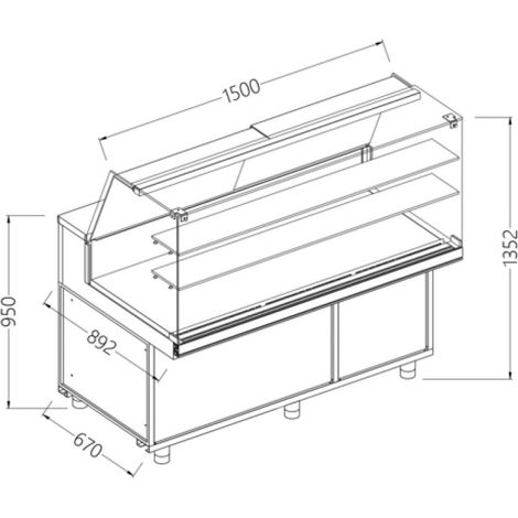 Comptoir vitrine neutre haute boulangerie GN - Diamond