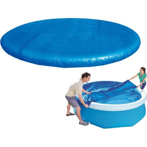 Couverture De Spa,Bâche De Piscine Ronde,Bâche Pliable Imperméable Anti-Poussière avec Cordon pour Spa, Hiver, Extérieur, Jardin et Bord de Piscine (1/4)