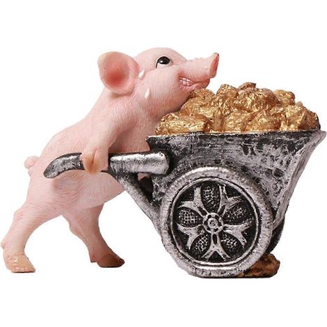 Statuette de cochon miniature pour jardin, figurine en résine, sculpture de cochon en résine, ornement pour chambre d'enfant, jardin ou cuisine extérieure.-Style D 10.5x4x9cm (1/5)