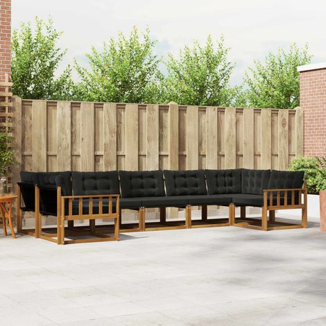 Outdoor-Sofagarnitur mit Kissen 7 pcs Natürlich und Schwarz (1/5)