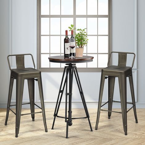 Lot de 4 Chaises de Comptoir Vintage en Métal Empilables Chaise de Cuisine avec Dossier Noir CWXT3583 MaisonChic (1/3)