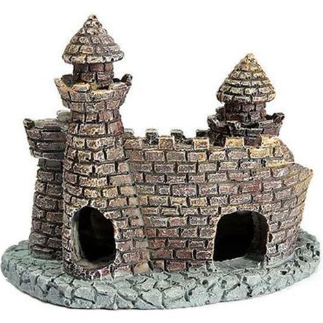 Château Décor Aquarium - Résine Grise - Ornement pour Bassin à Poissons - Dimensions 12,5 x 7,5 x 10 cm - 1 Pièce (1/5)