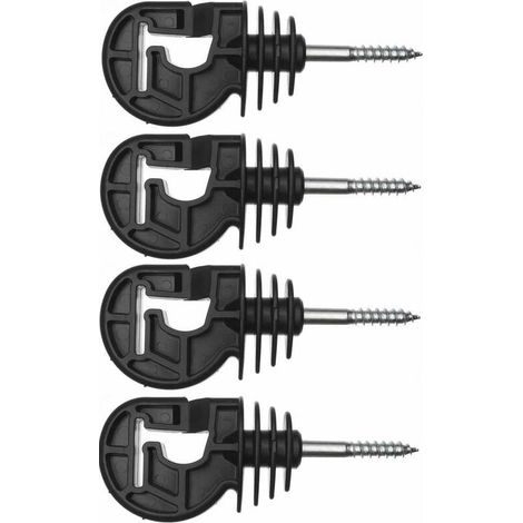 4x isolateur cloture électrique kombi universel noir à visser dans piquet bois fil corde cordon chevaux vache mouton gibier (1/2)