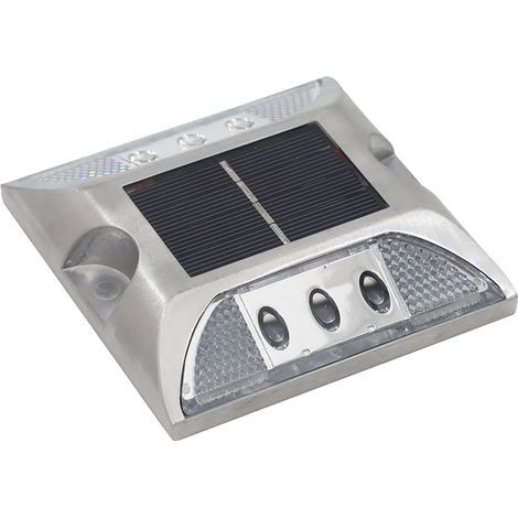 Marqueurs de sol solaires à LED, éclairage solaire pour terrasses et allées, réflecteur routier à LED, plot lumineux extérieur étanche pour allées et autoroutes (Blanc)
