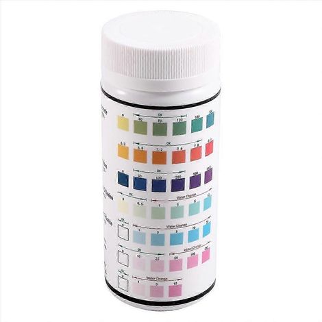 Bandelettes de test 7 en 1 pour piscine - 100 unités - Kit de test d'eau précis, compatible avec le pH, le chlore, le brome et autres substances de qualité. WHBYV (1/4)