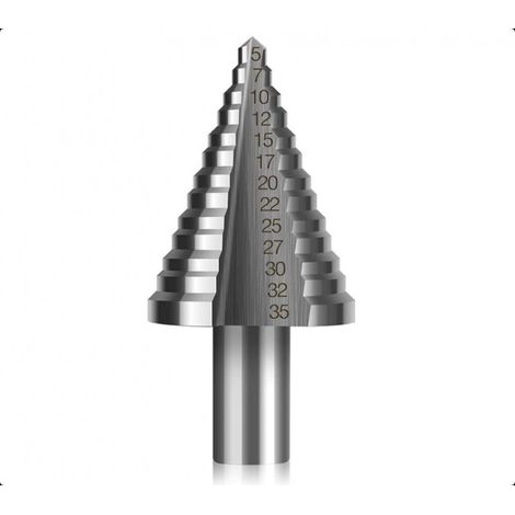 (5mm-35mm) Foret Metal, Fraise Metal Foret Étagé Fraise Conique à Double Fente avec Revêtement Titane, Solide, Parfait Pour Visseuse Percage sur Acier Bois, Plastique, Laiton, Aluminium, PVC (1/5)