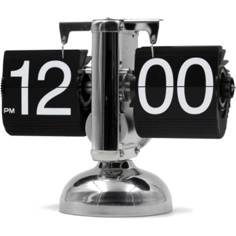 Horloge numérique à bascule rétro minimaliste, horloge mécanique automatique à un pied, horloge de bureau pour la maison et le salon, noire (1/5)
