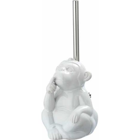 WENKO DIE BESSERE IDEE Monkey Quiet-Porta scopino per WC, Ceramica, Bianco, 15 x 69 x 20 cm (1/5)