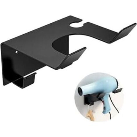 CSPARKV Support Seche Cheveux,Colle + vis Double Installation Support de Sèche-Cheveux en Acier Inoxydable sans Perçage Support Mural Universel pour Sèche Cheveux avec Support de Câble et Crochet