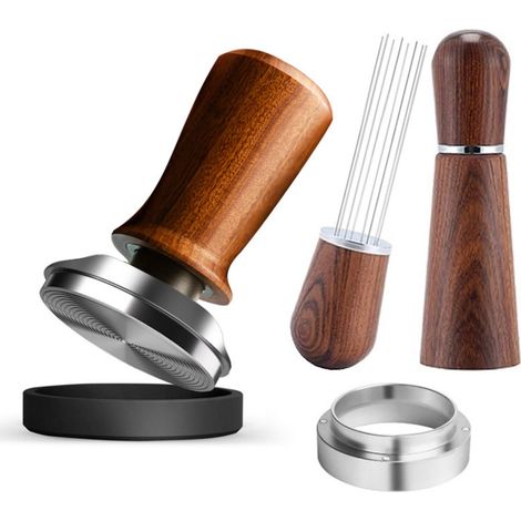 Kit 51mm,Tasseur Café,WDT Outil,Anneau de Dosage et Tapis en Silicone Set,Accessoires Machine Expresso Compatible Porte-filtre 51mm (1/5)