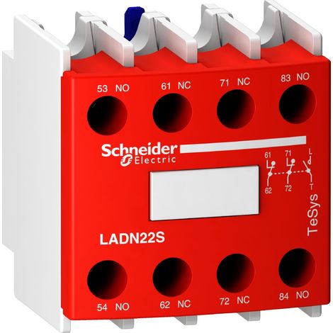 Bloc de contacts auxiliaires rouge TEYS DECAL 2NO+2NC 690 V AC à montage frontal IP20