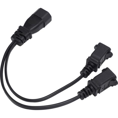 Câble d'alimentation en Y PVC avec adaptateur IEC320 C14 mâle vers 2 Nema 1 15R femelles, rallonge pour haut-parleur d'ordinateur portable (30 cm). (1/5)