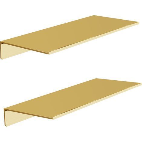 Lot de 2 étagères murales en métal doré brossé pour salon, chambre, salle de bain, étagère flottante pour rangement mural (30 x 12 cm) (1/5)