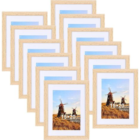 Spotjoy Bilderrahmen 15x20 cm 12er Set Holzrahmen Passepartout Acrylglas (1/5)