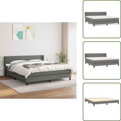 Boxspringbett mit Matratze Dunkelgrau 160x200 cm Stoff - Boxspringbett - Doppelbett - Bettenrahmen - Schlafsystem - Massivholzbette (1/5)