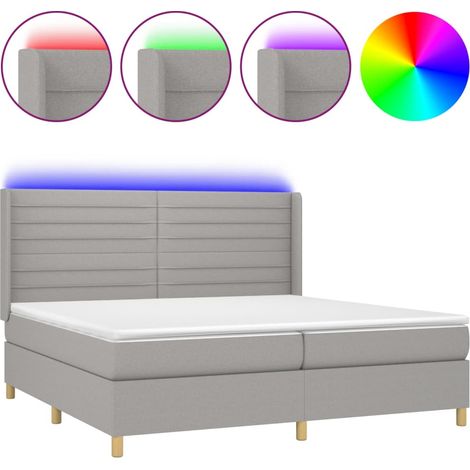Maison Exclusive - Sommier à lattes de lit matelas LED Gris clair 200x200 cm Tissu (1/5)