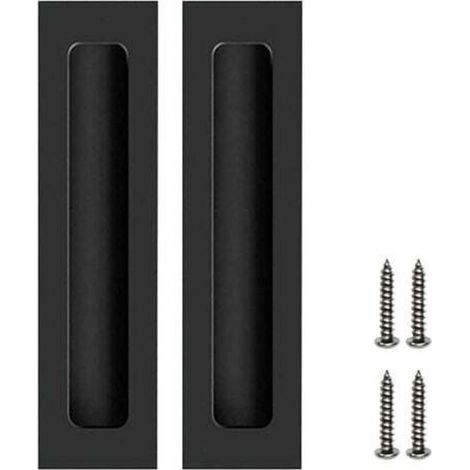 Lot de 2 poignées de porte invisibles encastrées pour portes coulissantes noires, compatibles avec les tiroirs de placards, avec vis. (1/5)