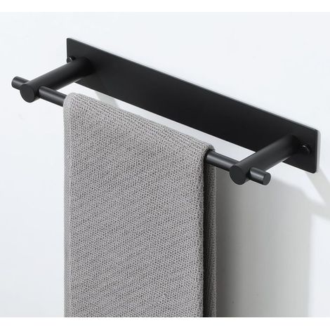 CYRILL – Porta asciugamani senza foratura, Porta asciugamani a parete lungo 30 cm, Porta asciugamani da bagno, Autoadesivo/foratura, Porta asciugamani in acciaio inossidabile SUS304, Nero (1/5)