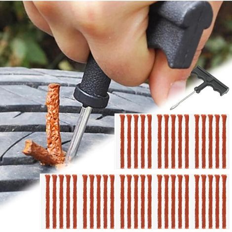 Kit Réparation Pneu Voiture,40pcs Bandes Réparation Pneu,Kit Reparation Pneu Voiture,Mèches Réparation Pneu,Kit Meche Pneu,Kit Réparation Pneu Tubeless,pour Voiture,Camionnette,Moto (1/4)
